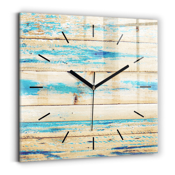Reloj de pared cuadrado Madera rayada