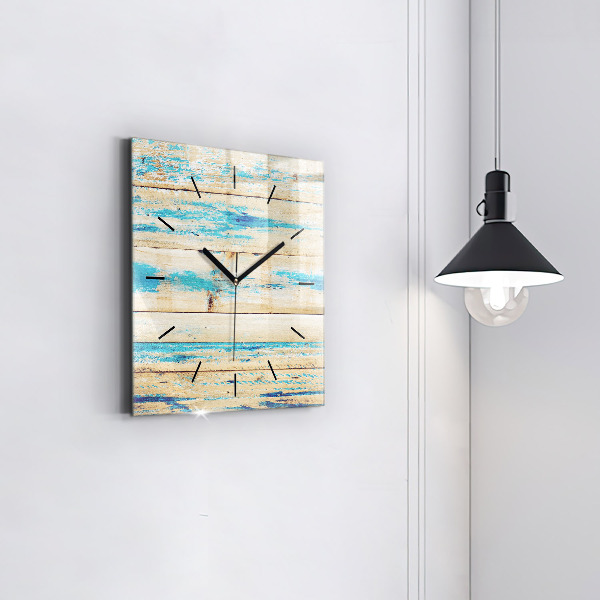 Reloj de pared cuadrado Madera rayada