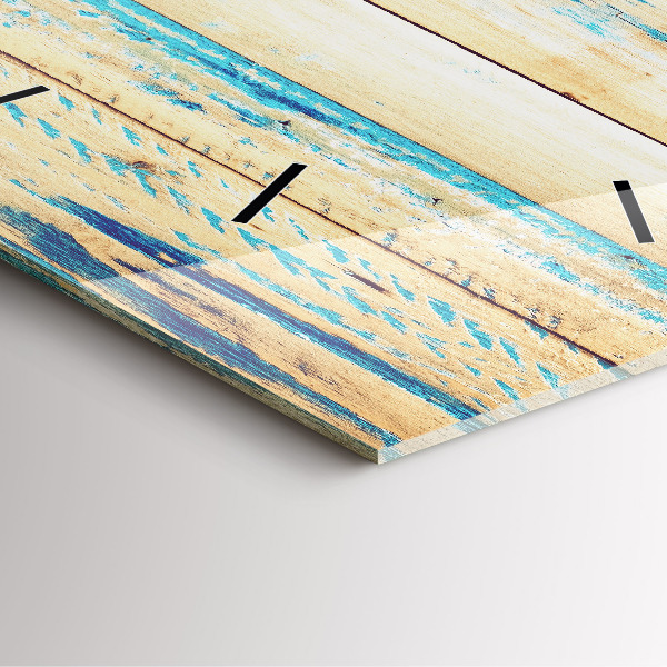 Reloj de pared cuadrado Madera rayada