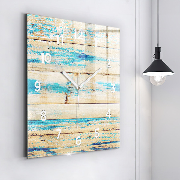 Reloj de pared cuadrado Madera rayada