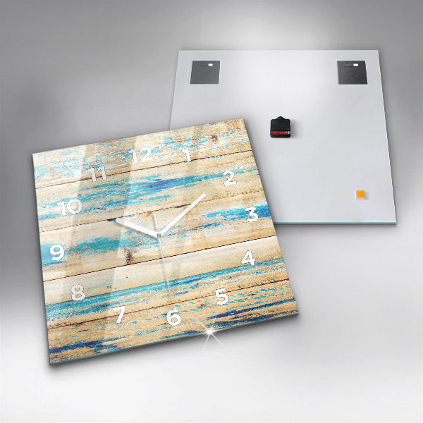 Reloj de pared cuadrado Madera rayada