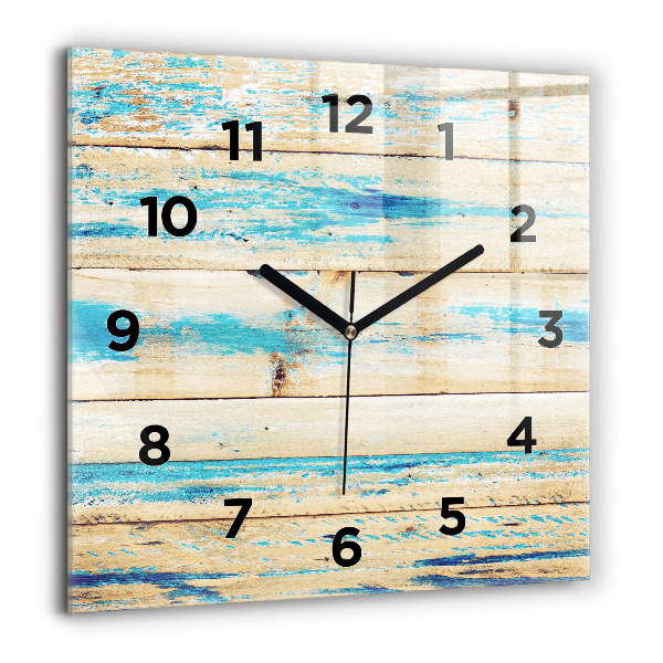 Reloj de pared cuadrado Madera rayada