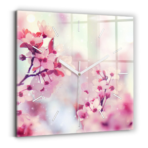 Reloj de pared cuadrado Flores de primavera