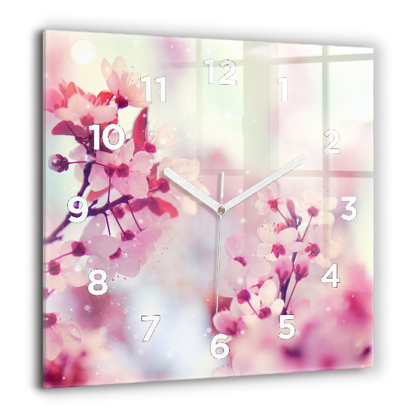 Reloj de pared cuadrado Flores de primavera