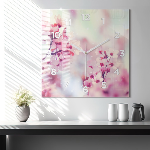 Reloj de pared cuadrado Flores de primavera