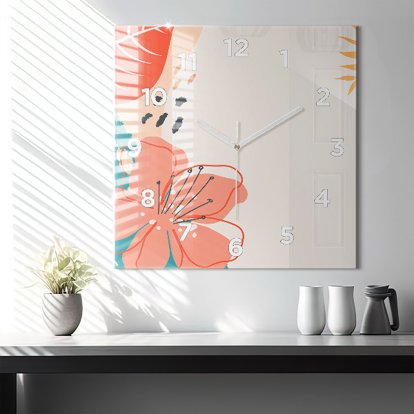 Reloj de pared cuadrado Plantas hawaianas