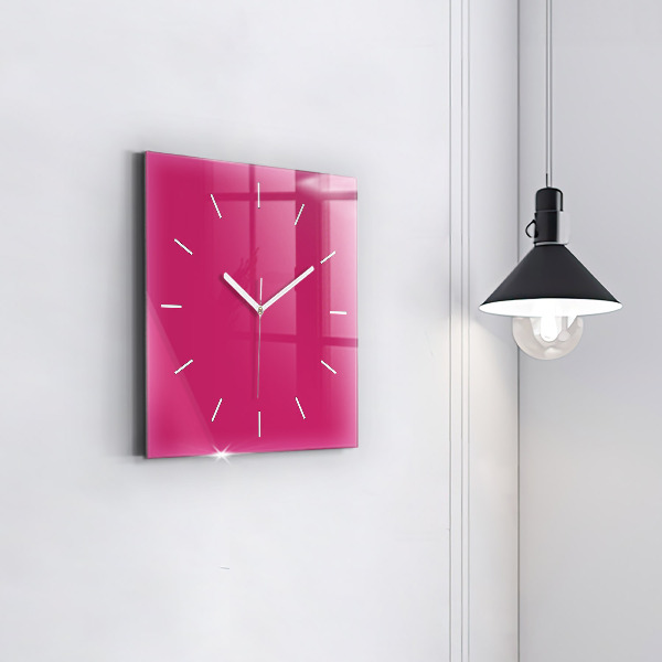 Reloj de pared cuadrado El color rosa fuerte
