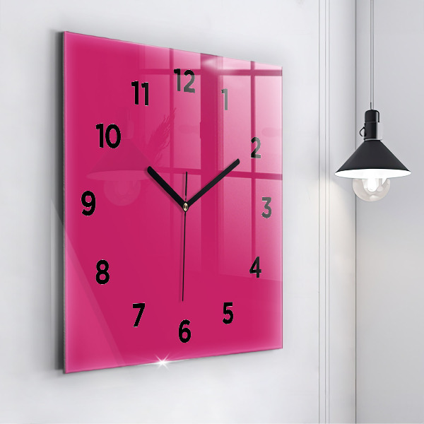 Reloj de pared cuadrado El color rosa fuerte