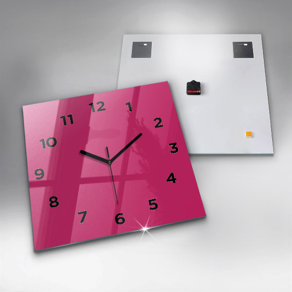 Reloj de pared cuadrado El color rosa fuerte