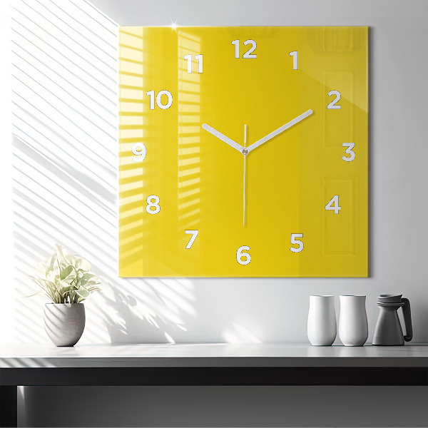 Reloj de pared cuadrado Color amarillo claro