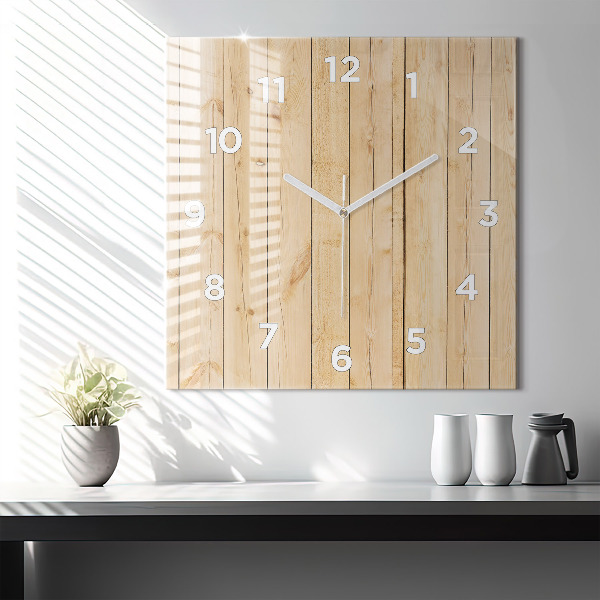 Reloj de pared cuadrado Tablones de madera