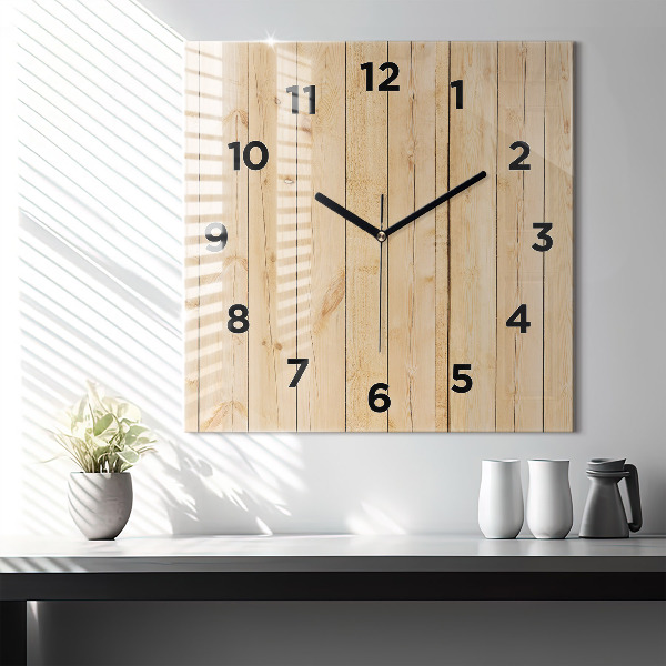 Reloj de pared cuadrado Tablones de madera