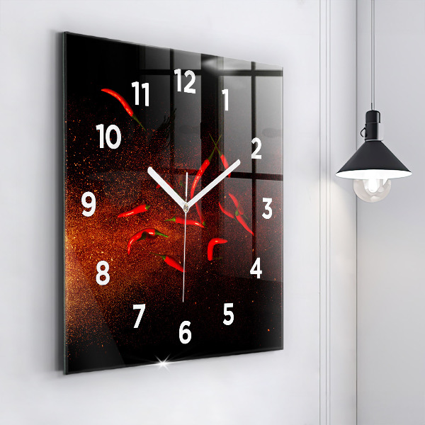 Reloj de pared cuadrado Pimientos picantes