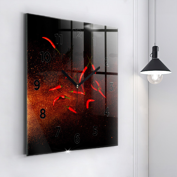 Reloj de pared cuadrado Pimientos picantes