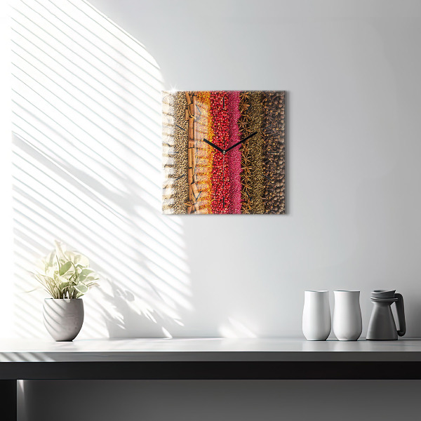 Reloj de pared cuadrado Filas de especias