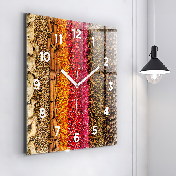 Reloj de pared cuadrado Filas de especias