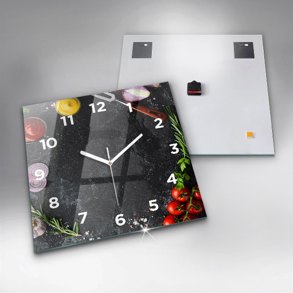 Reloj de pared cuadrado Verduras sobre una mesa