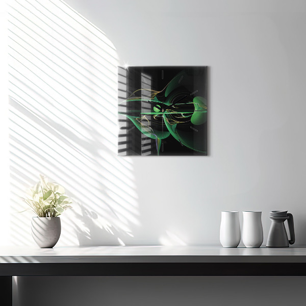 Reloj cuadrado Abstracción verde