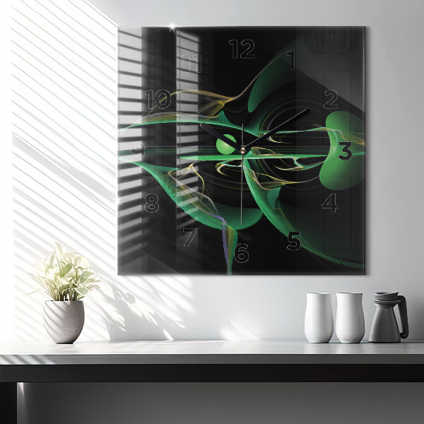 Reloj cuadrado Abstracción verde
