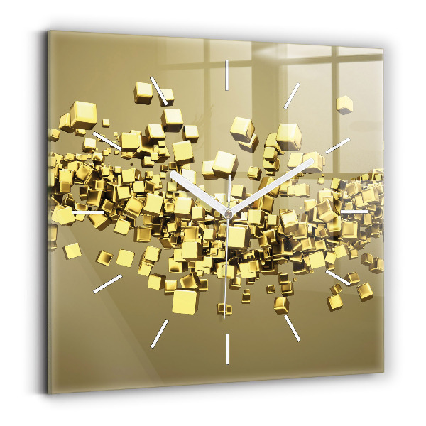Reloj de pared cuadrado Cuadrados dorados