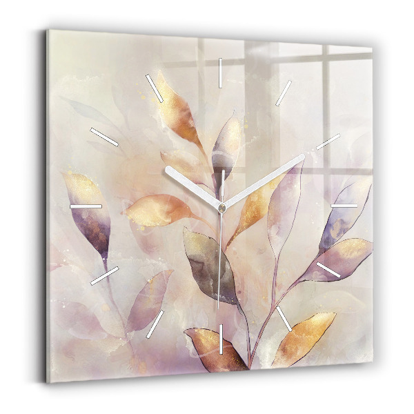 Reloj de pared cuadrado Hojas abstractas boho