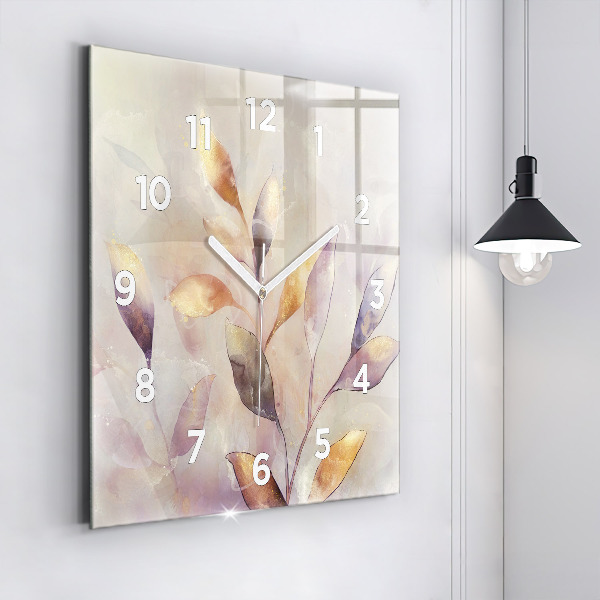 Reloj de pared cuadrado Hojas abstractas boho