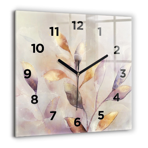 Reloj de pared cuadrado Hojas abstractas boho