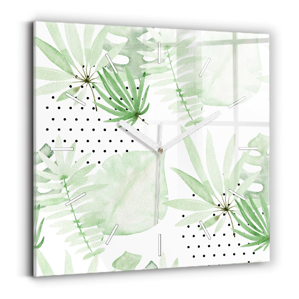 Reloj de pared cuadrado Hojas verdes