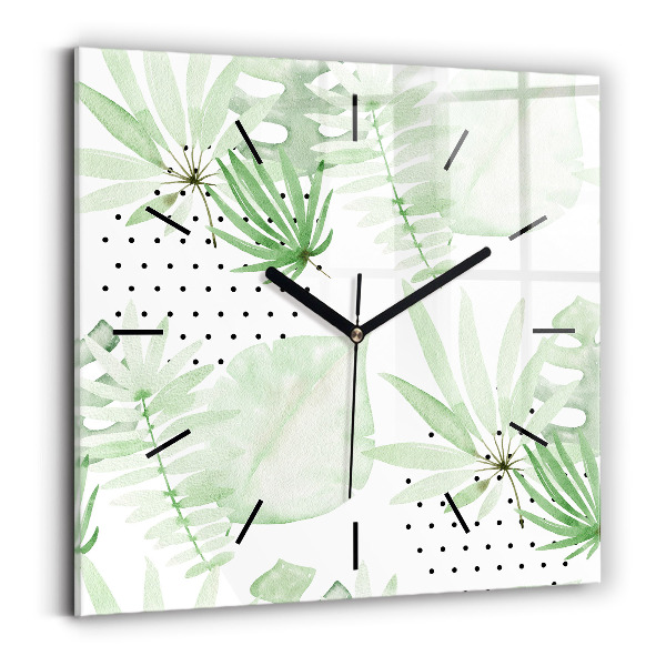 Reloj de pared cuadrado Hojas verdes