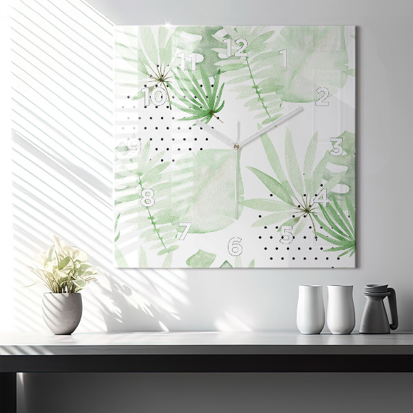 Reloj de pared cuadrado Hojas verdes