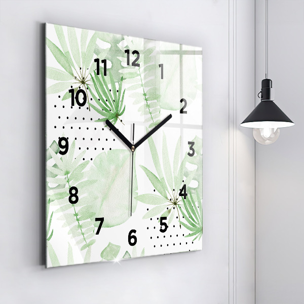 Reloj de pared cuadrado Hojas verdes