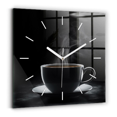 Reloj cuadrado Taza de café negro