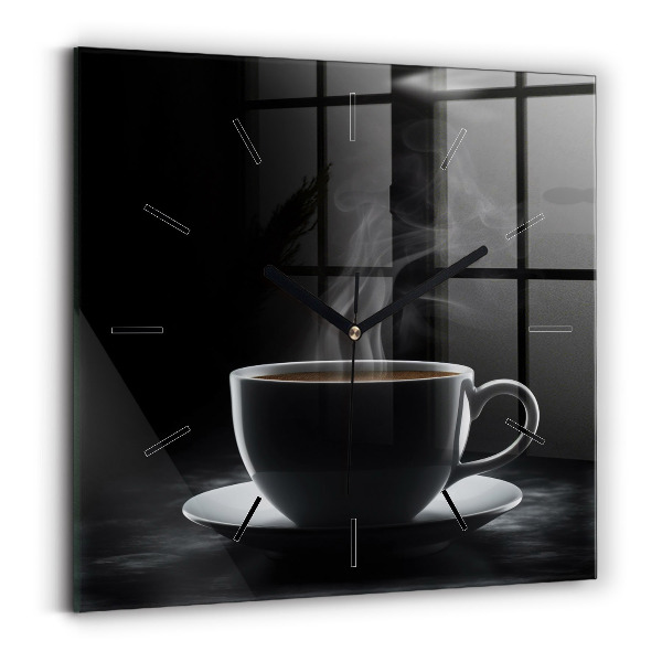 Reloj cuadrado Taza de café negro