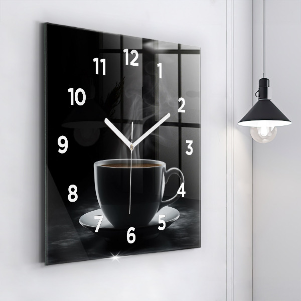 Reloj cuadrado Taza de café negro