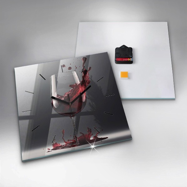 Reloj de pared cuadrado Copa de vino tinto