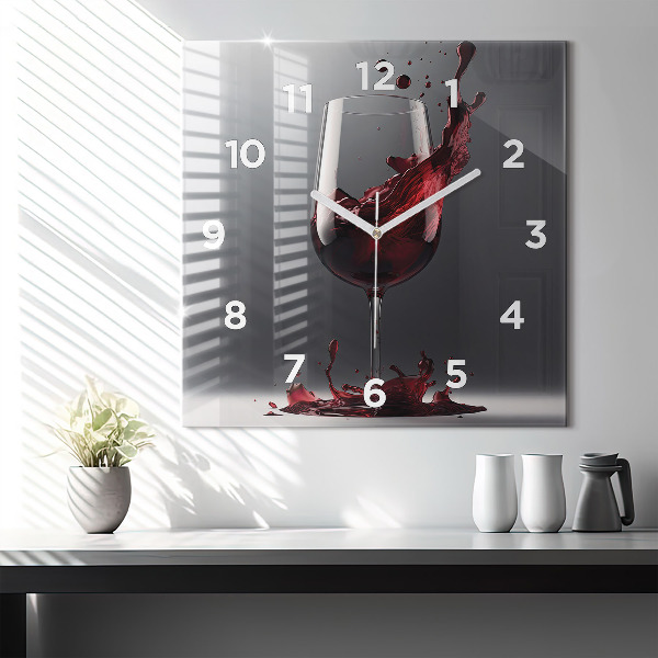 Reloj de pared cuadrado Copa de vino tinto