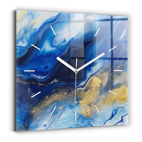 Reloj de pared cuadrado Mármol azul