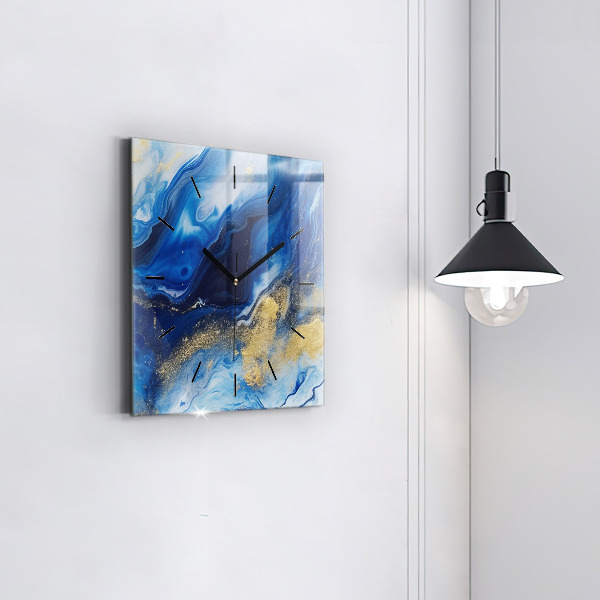 Reloj de pared cuadrado Mármol azul