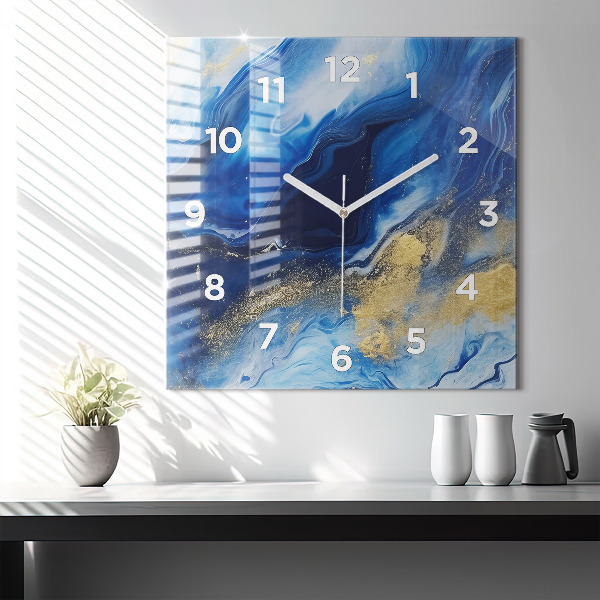 Reloj de pared cuadrado Mármol azul