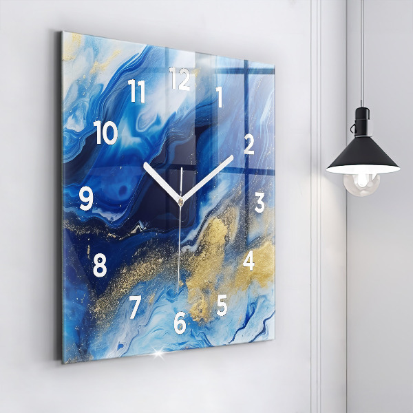 Reloj de pared cuadrado Mármol azul