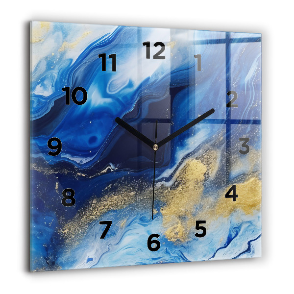 Reloj de pared cuadrado Mármol azul