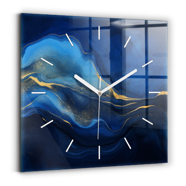 Reloj de pared cuadrado Mármol azul
