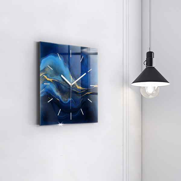 Reloj de pared cuadrado Mármol azul