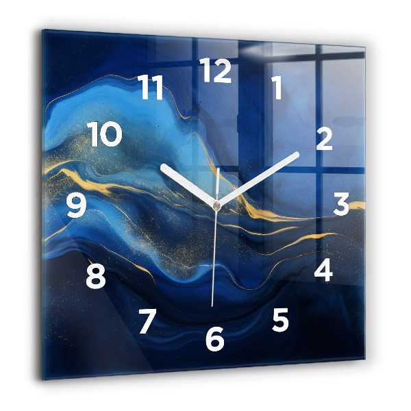 Reloj de pared cuadrado Mármol azul