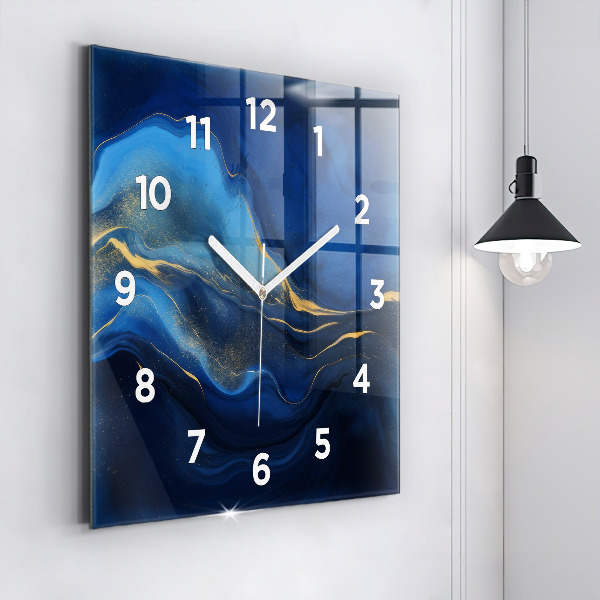 Reloj de pared cuadrado Mármol azul