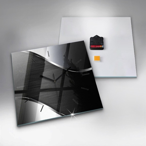 Reloj de pared cuadrado Líneas negras y plateadas