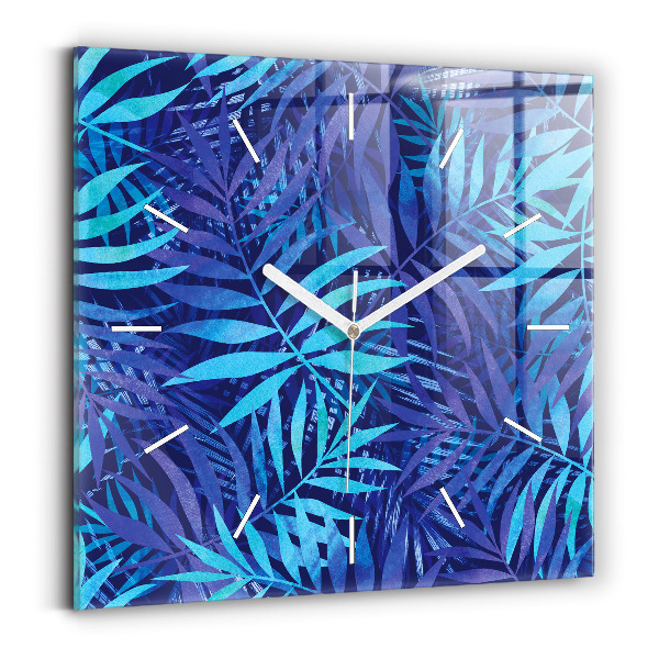 Reloj de pared cuadrado Hojas azules