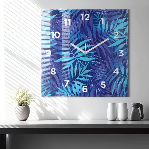 Reloj de pared cuadrado Hojas azules