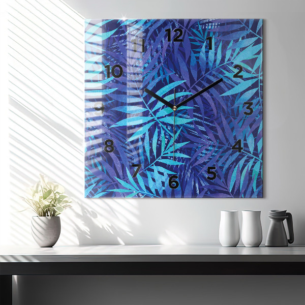 Reloj de pared cuadrado Hojas azules