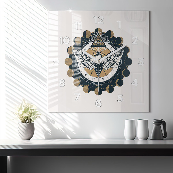 Reloj cuadrado Fases de la luna y el ojo